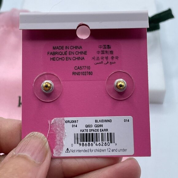 NWT Kate Spade Gumdrop Black Diamond Faceted Glass Stud Earrings Dust Bag - Picture 5 of 7